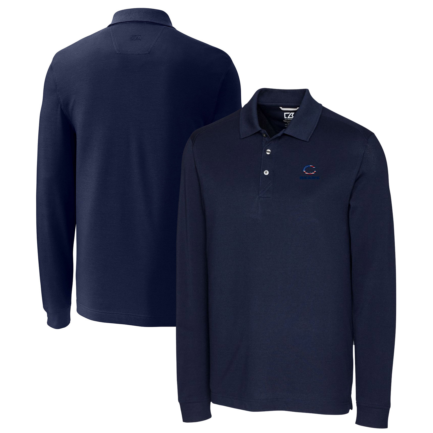 Men's Cutter & Buck Navy Chicago Bears Advantage Pique Long Sleeve Polo
