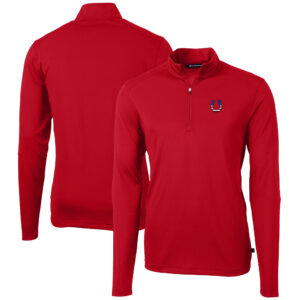 Men's Cutter & Buck Red Indianapolis Colts Big & Tall Virtue Eco Pique Recycled Quarter-Zip Jacket