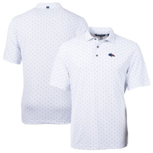 Men's Cutter & Buck White Denver Broncos Big & Tall Virtue Eco Pique Tile Print Recycled Polo