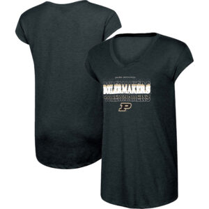 Women's Russell Heather Black Purdue Boilermakers Wordmark V-Neck T-Shirt