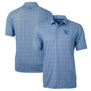 Men's Cutter & Buck White Kansas City Royals Pike Magnolia Stretch Polo