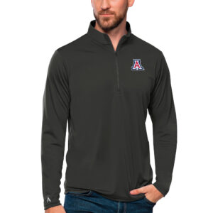 Men's Antigua Charcoal Arizona Wildcats Tribute Quarter-Zip Top
