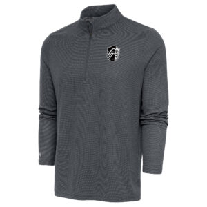 Men's Antigua Heather Charcoal St. Louis City SC Brushed Metallic Logo Epic Quarter-Zip Pullover Top