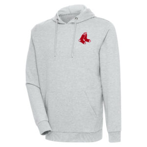 Men's Antigua Heather Gray Boston Red Sox Action Pullover Hoodie