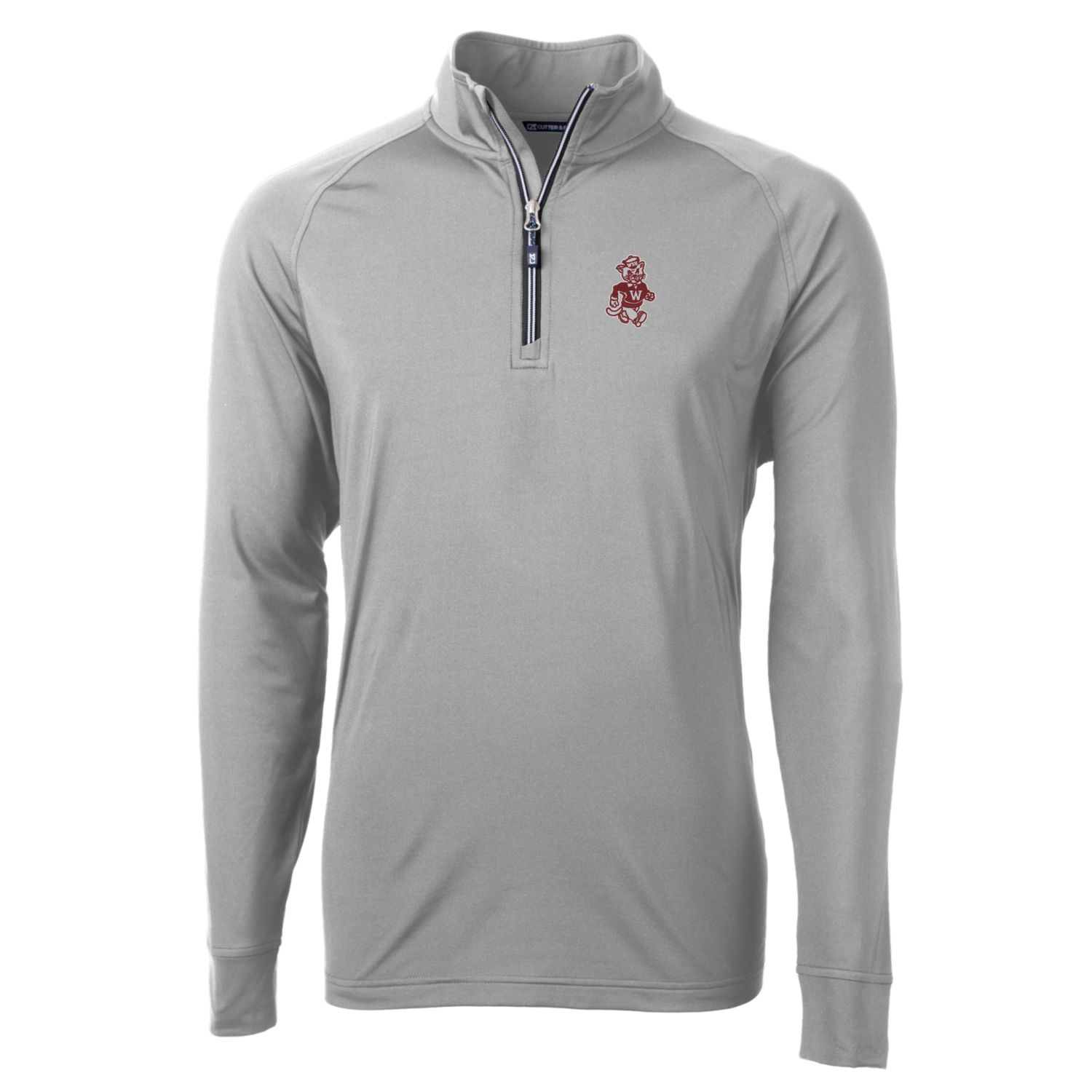 Men's Cutter & Buck Gray Washington State Cougars Adapt Eco Knit Stretch Recycled Quarter-Zip Pullover Top - Image 6