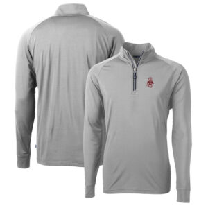 Men's Cutter & Buck Gray Washington State Cougars Adapt Eco Knit Stretch Recycled Quarter-Zip Pullover Top