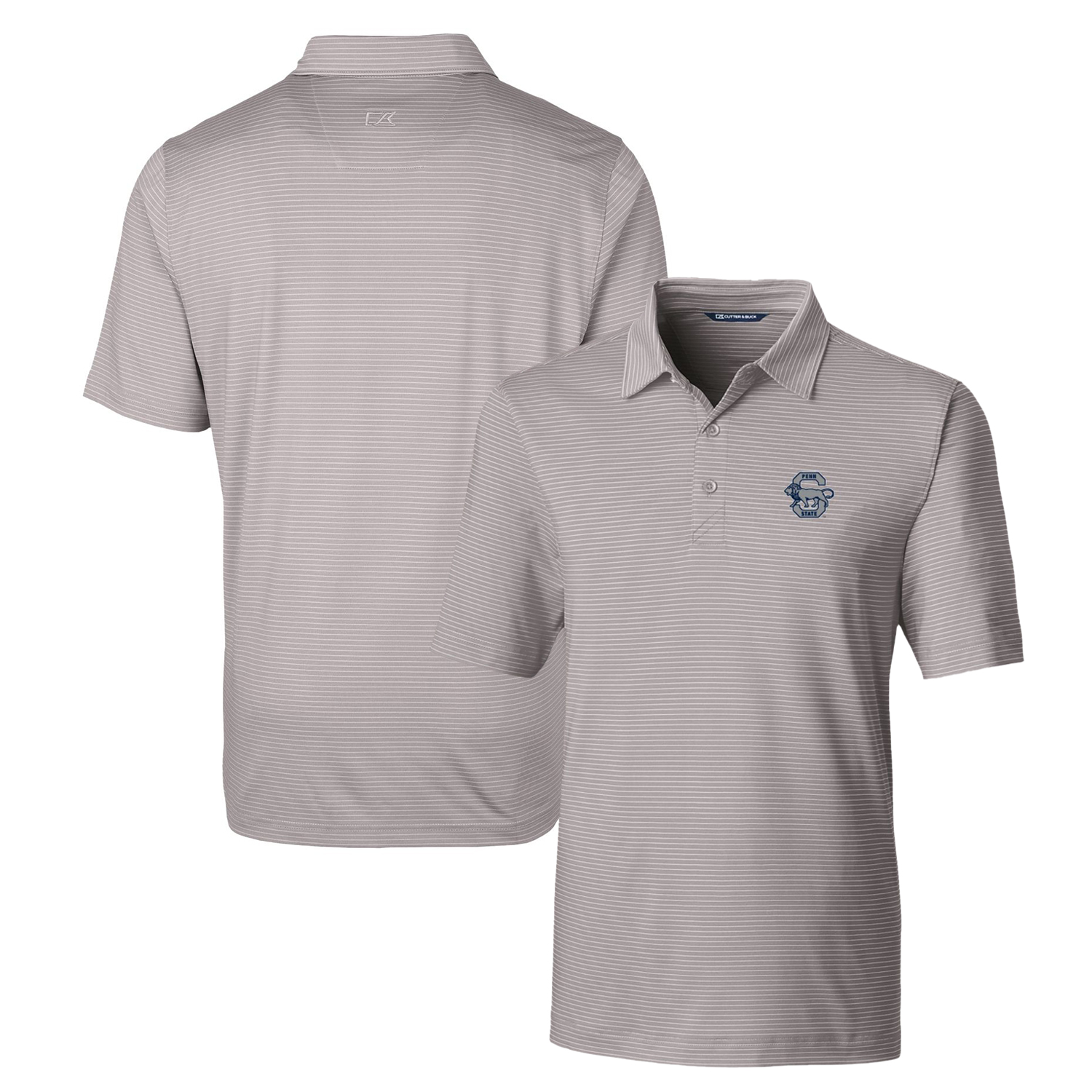 Men's Cutter & Buck Gray Penn State Nittany Lions Forge Pencil Stripe Stretch Polo - Image 2