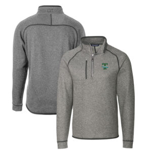 Men's Cutter & Buck Heather Gray Tulane Green Wave Mainsail Sweater-Knit Half-Zip Pullover Jacket
