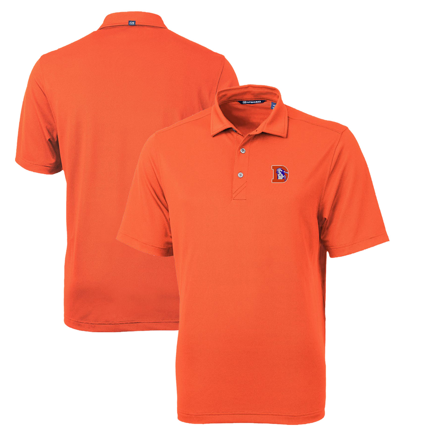 Men's Cutter & Buck Orange Denver Broncos Throwback Logo Virtue Eco Pique Recycled Big & Tall Polo