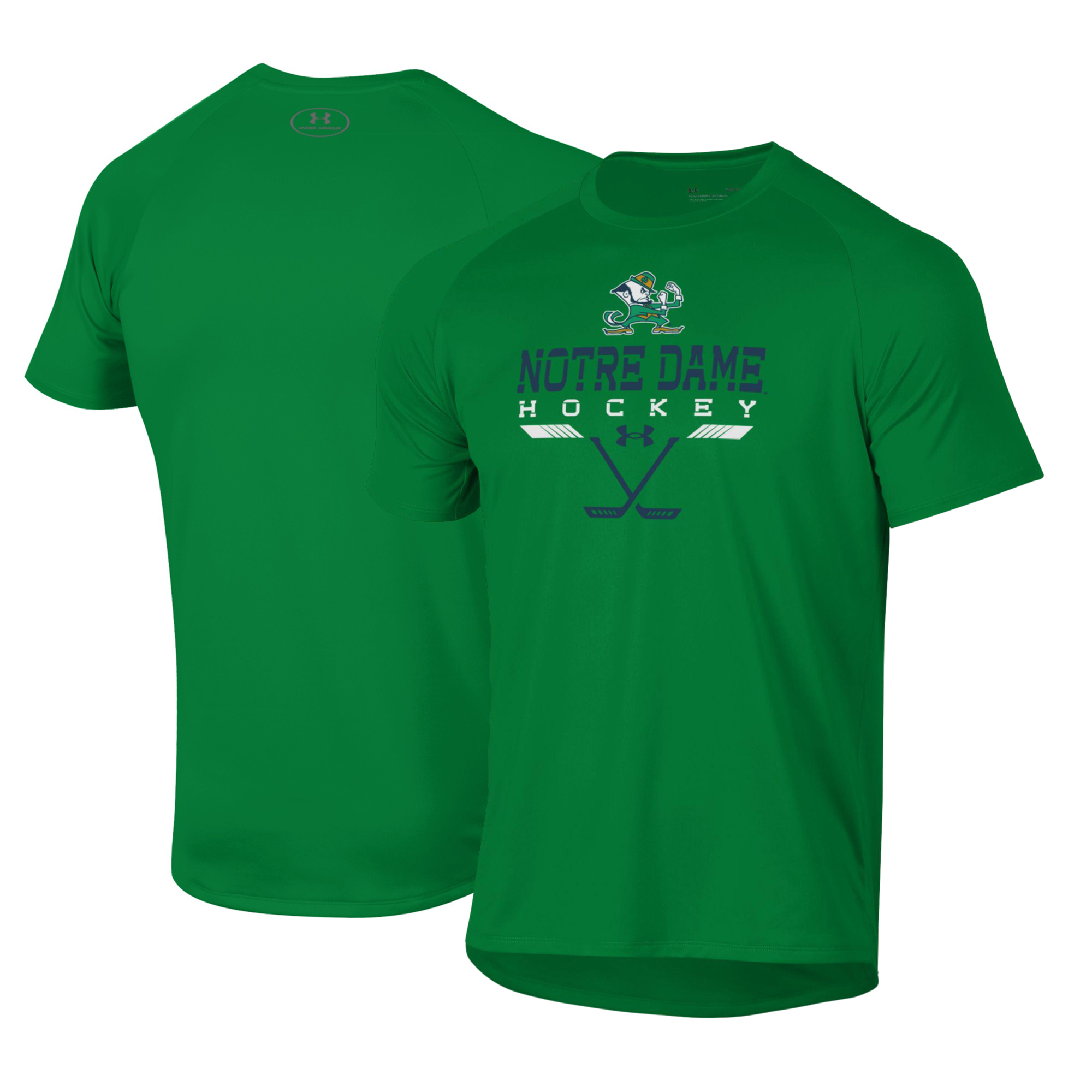 Men's Under Armour Green Notre Dame Fighting Irish Hockey Icon Raglan Performance T-Shirt - Image 5