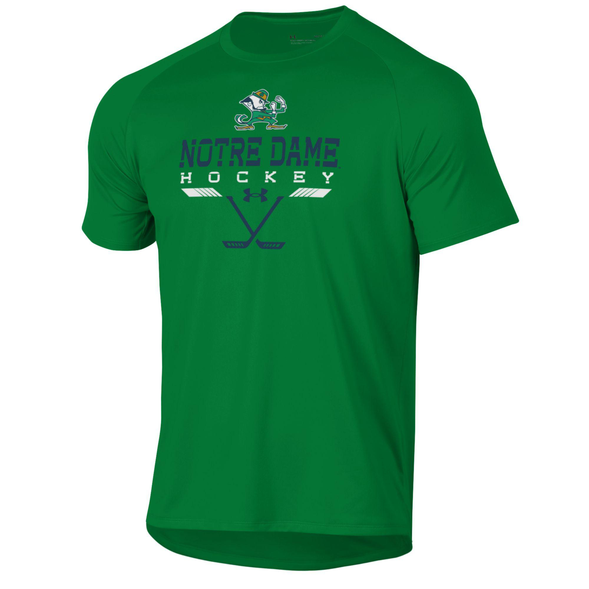 Men's Under Armour Green Notre Dame Fighting Irish Hockey Icon Raglan Performance T-Shirt - Image 6