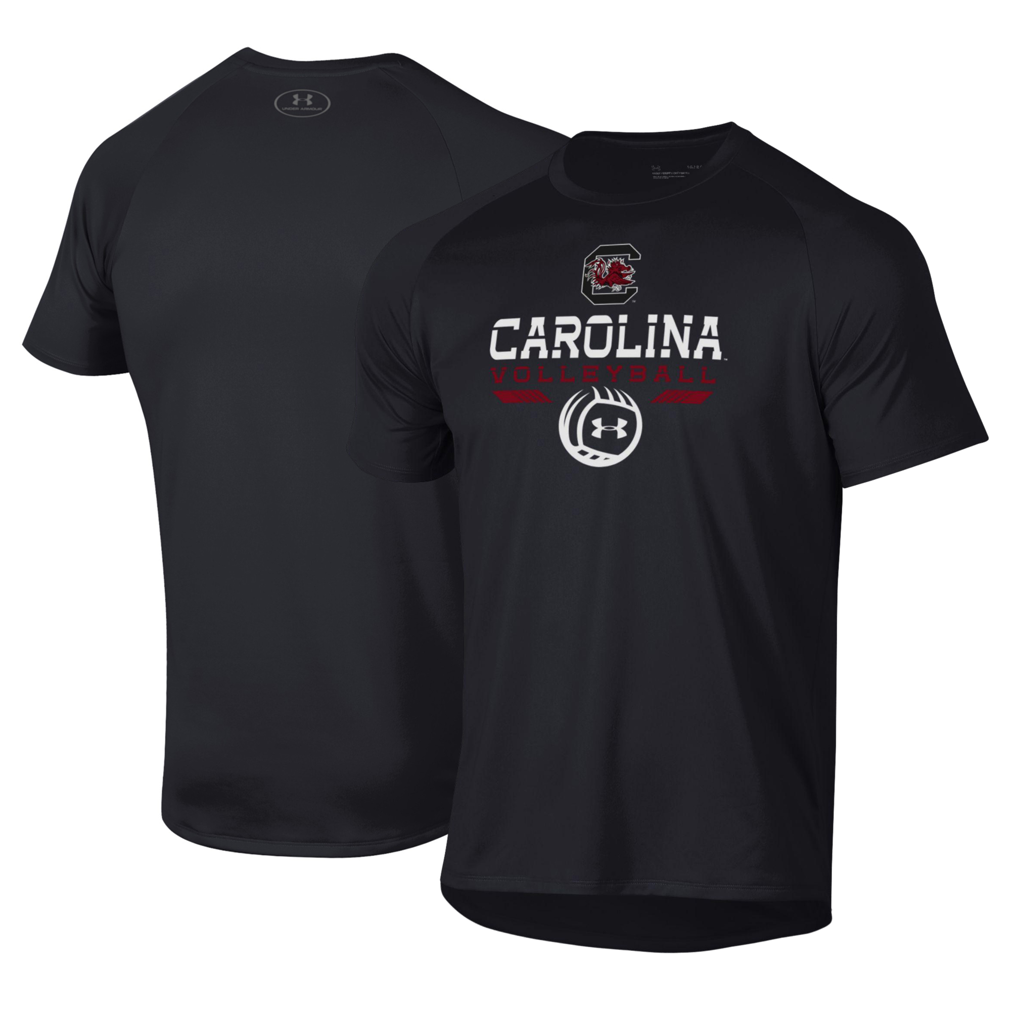 Men's Under Armour Black South Carolina Gamecocks Volleyball Icon Raglan Performance T-Shirt - Image 2
