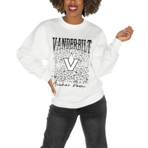 Women's Gameday Couture White Vanderbilt Commodores Drop Shoulder Fleece Drop Pullover Sweatshirt