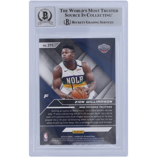 Zion Williamson New Orleans Pelicans Autographed 2019-20 Panini Chronicles XR Bronze Variation #271 Beckett Fanatics Witnessed Authenticated 10 Rookie Card - Image 5