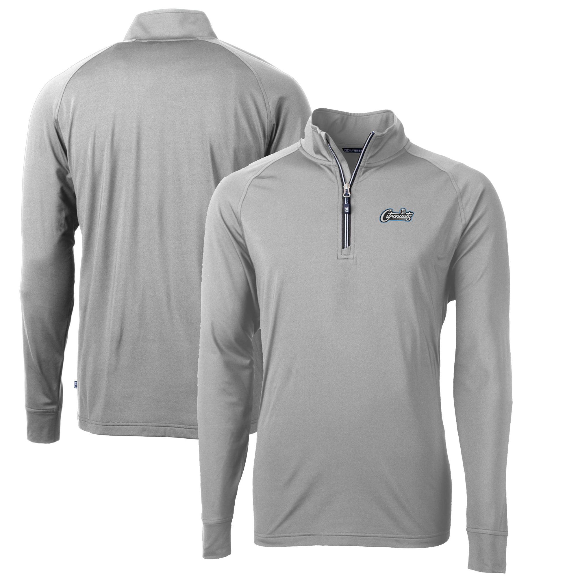 Men's Cutter & Buck Gray UCF Knights Citronaut Adapt Eco Knit Stretch Recycled Quarter-Zip Pullover Top