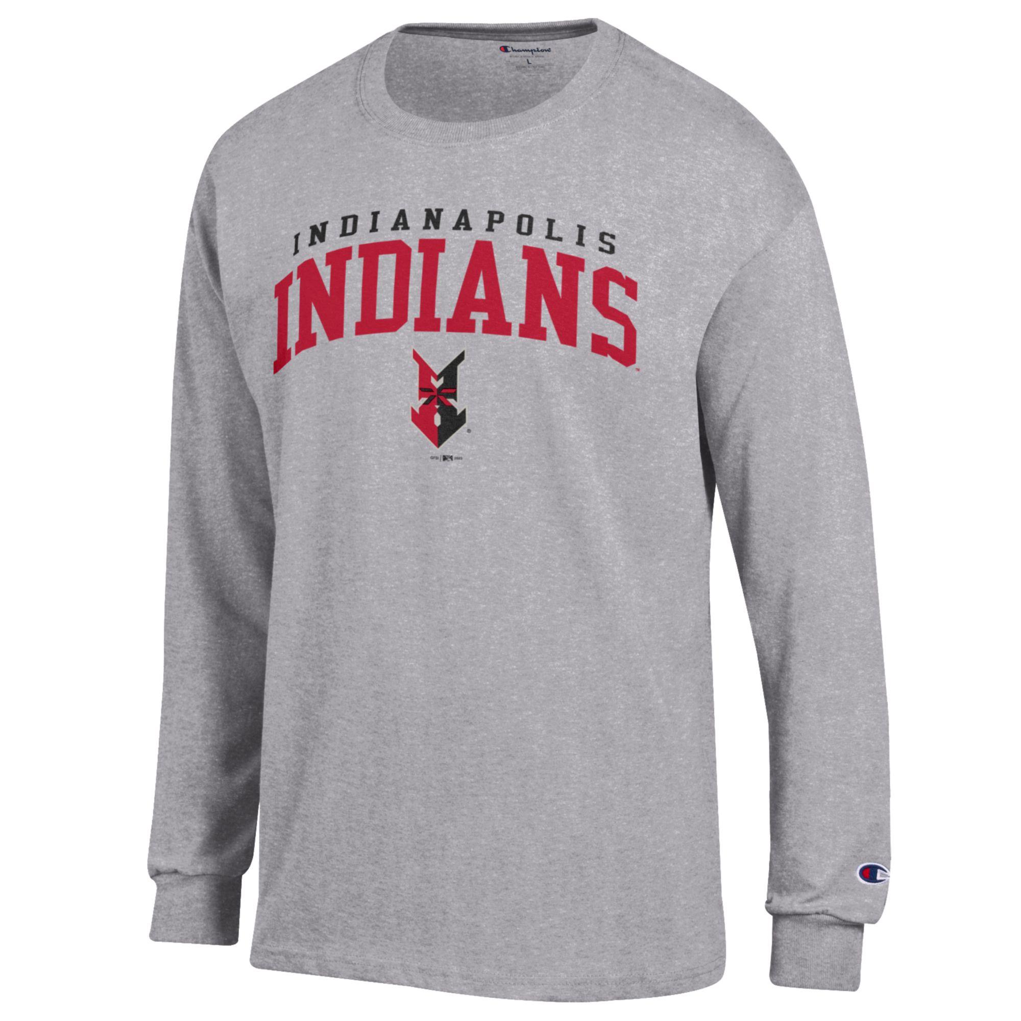 Men's Champion Gray Indianapolis Indians Jersey Long Sleeve T-Shirt - Image 3