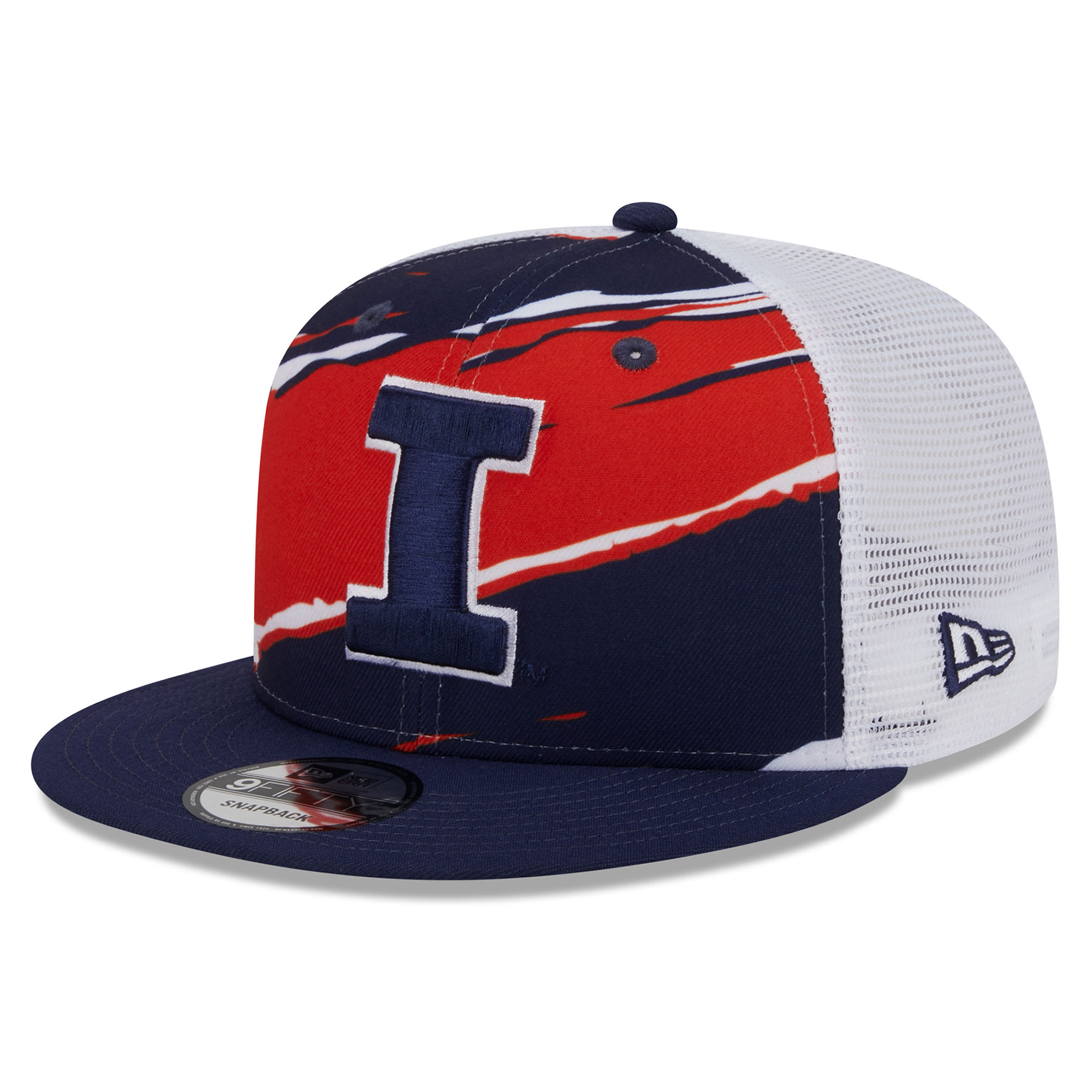 Men's New Era Navy Illinois Fighting Illini Tear Trucker 9FIFTY Snapback Hat - Image 2