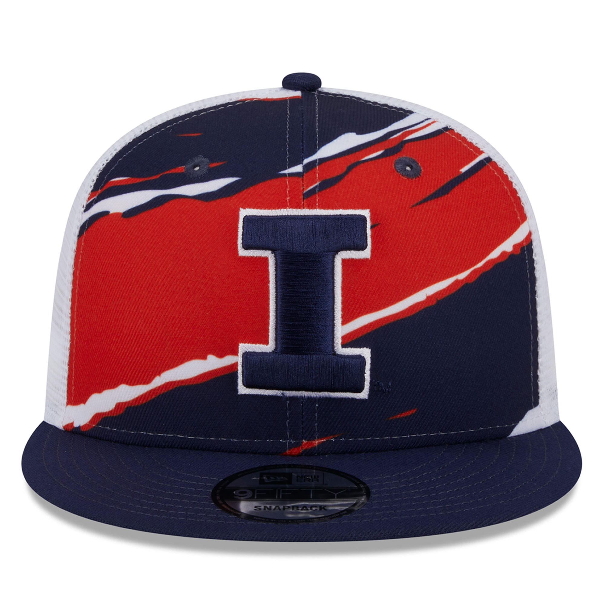Men's New Era Navy Illinois Fighting Illini Tear Trucker 9FIFTY Snapback Hat - Image 7