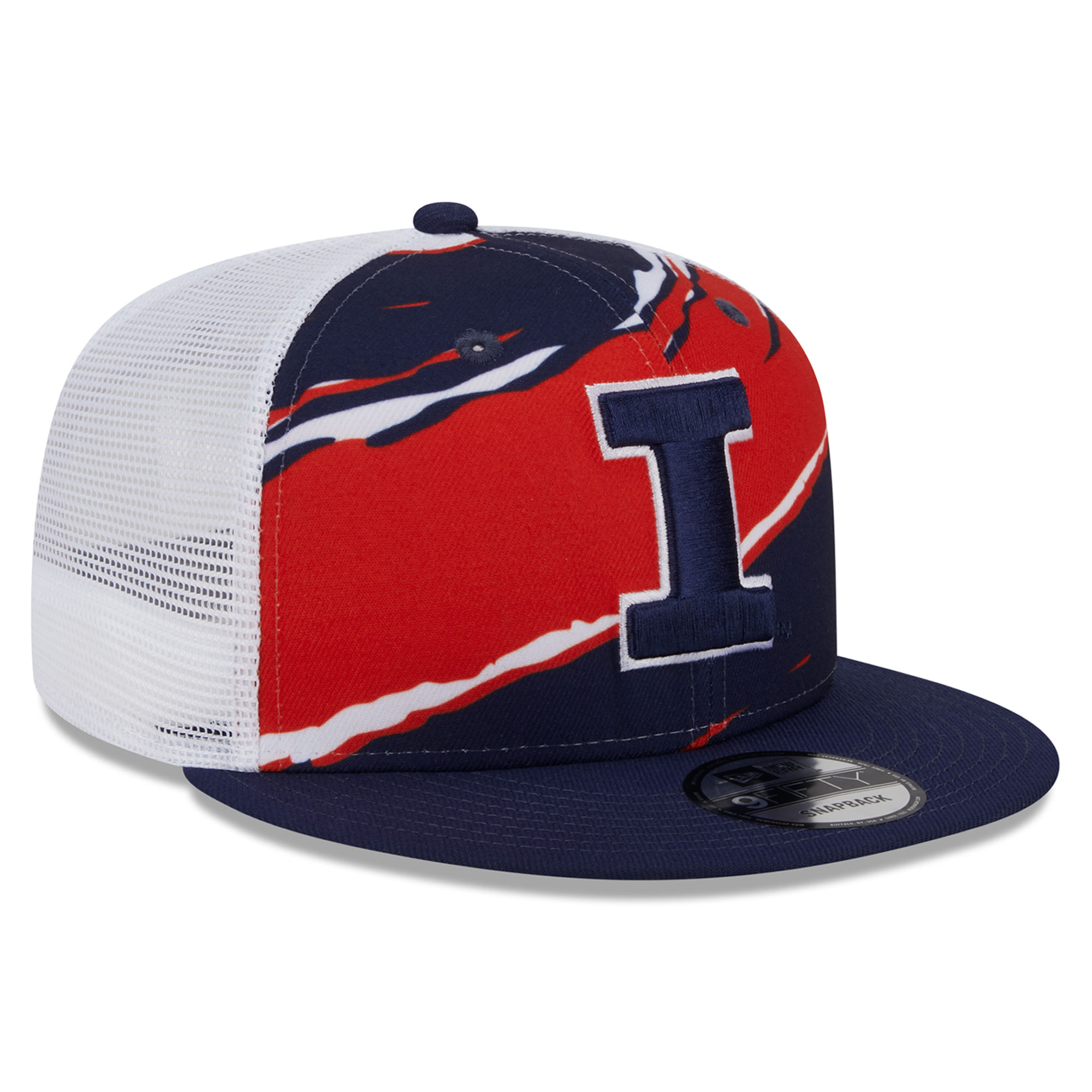 Men's New Era Navy Illinois Fighting Illini Tear Trucker 9FIFTY Snapback Hat - Image 8