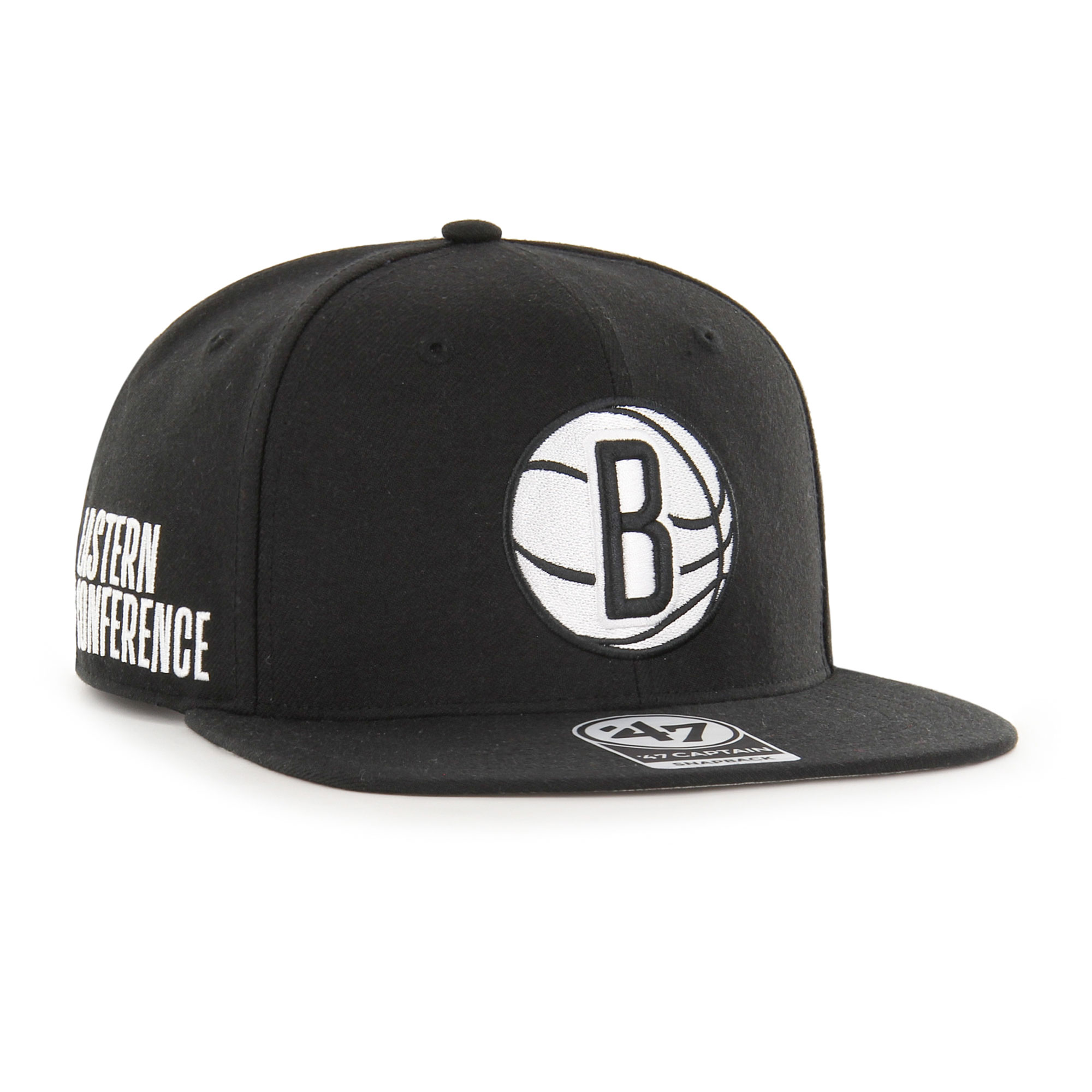 Men's '47 Black Brooklyn Nets Sure Shot Captain Snapback Hat