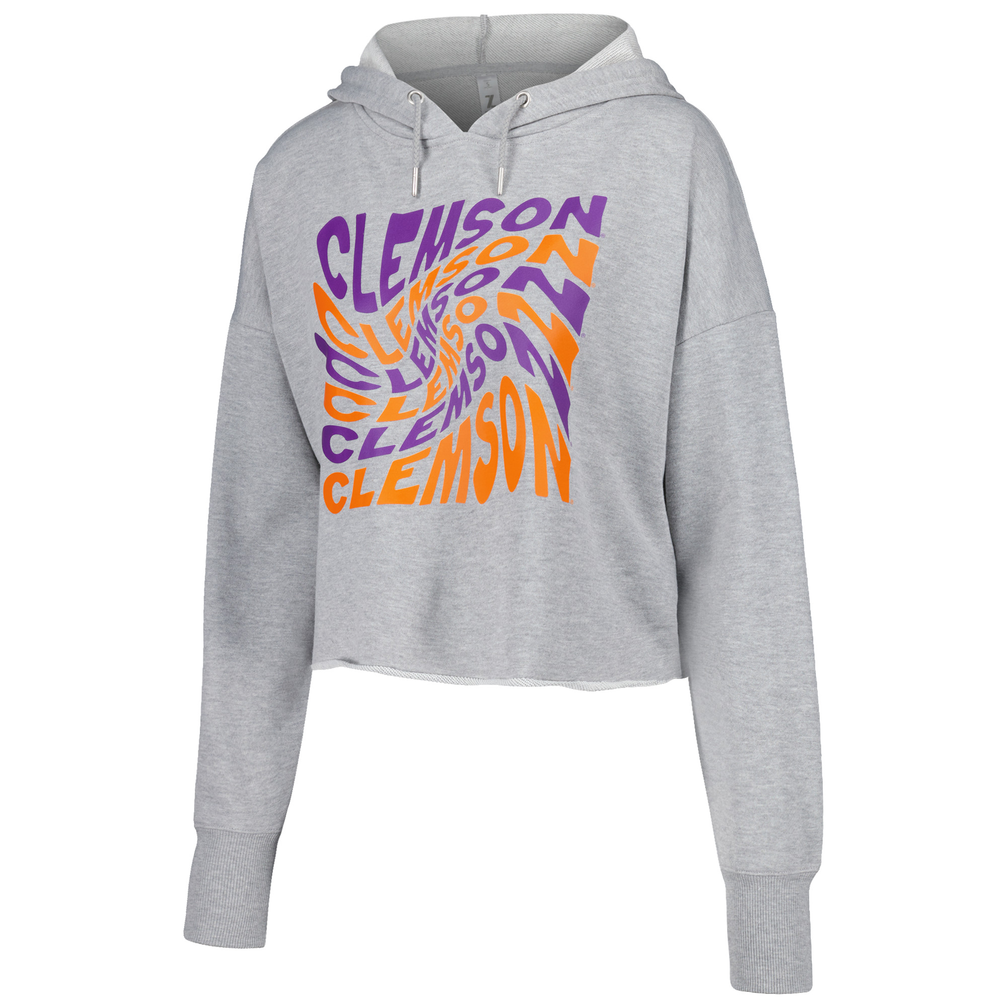 Women's ZooZatz Gray Clemson Tigers Swirl Cropped Pullover Hoodie - Image 3