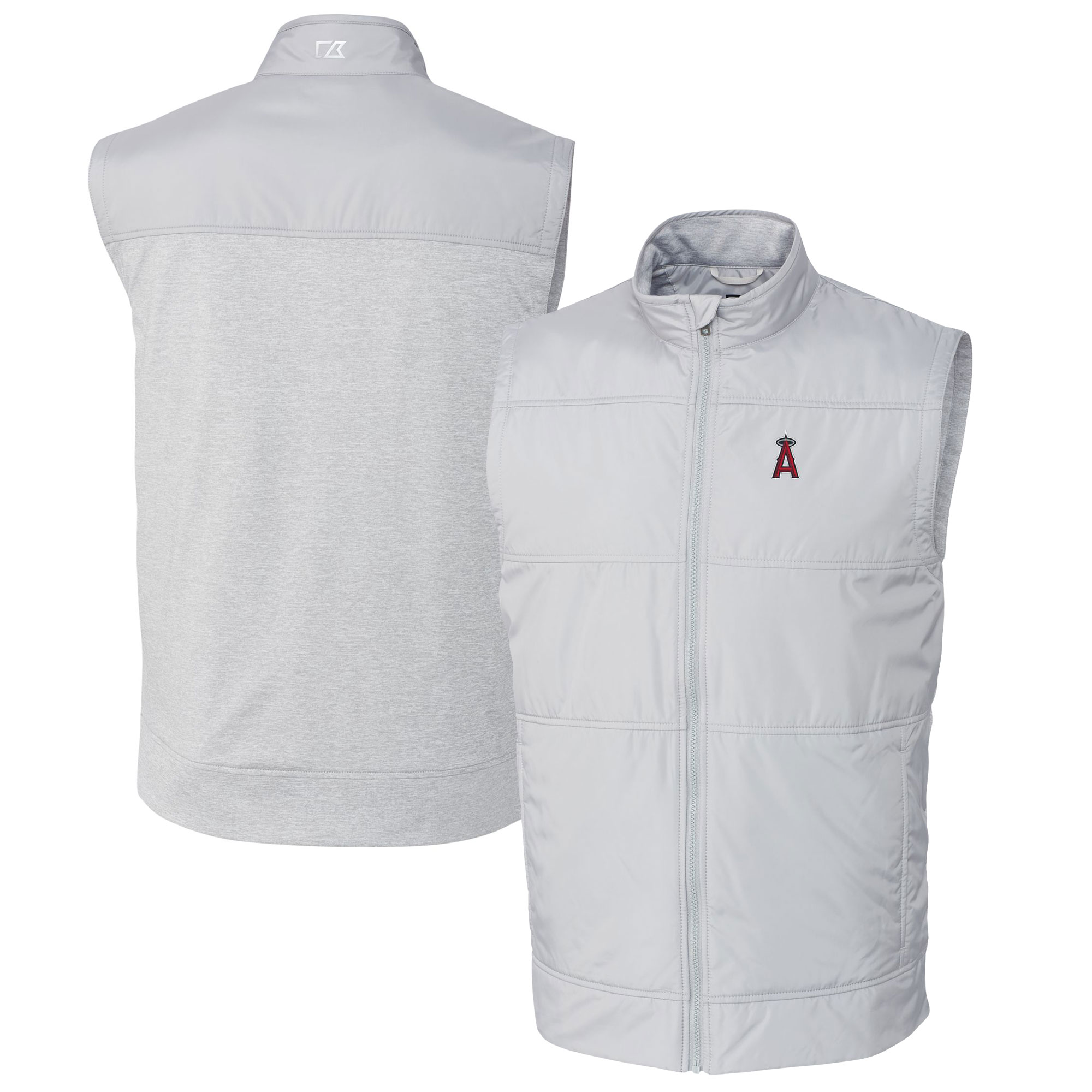 Men's Cutter & Buck Gray Los Angeles Angels Big & Tall Stealth Hybrid Quilted Windbreaker Full-Zip Vest - Image 2