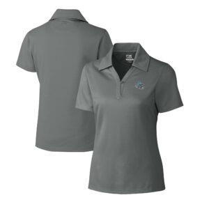 Women's Cutter & Buck Silver Detroit Lions Helmet Logo CB DryTec Genre Textured Solid Polo