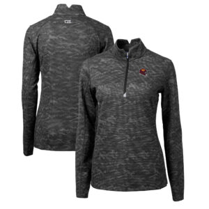 Women's Cutter & Buck  Black Washington Commanders Helmet Logo Traverse Camo Print Stretch Quarter-Zip Pullover Top