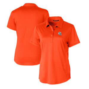 Women's Cutter & Buck  Orange Miami Dolphins Helmet Logo DryTec Prospect Textured Stretch Polo