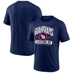 Men's Heather Navy Cleveland Guardians Badge of Honor Tri-Blend T-Shirt