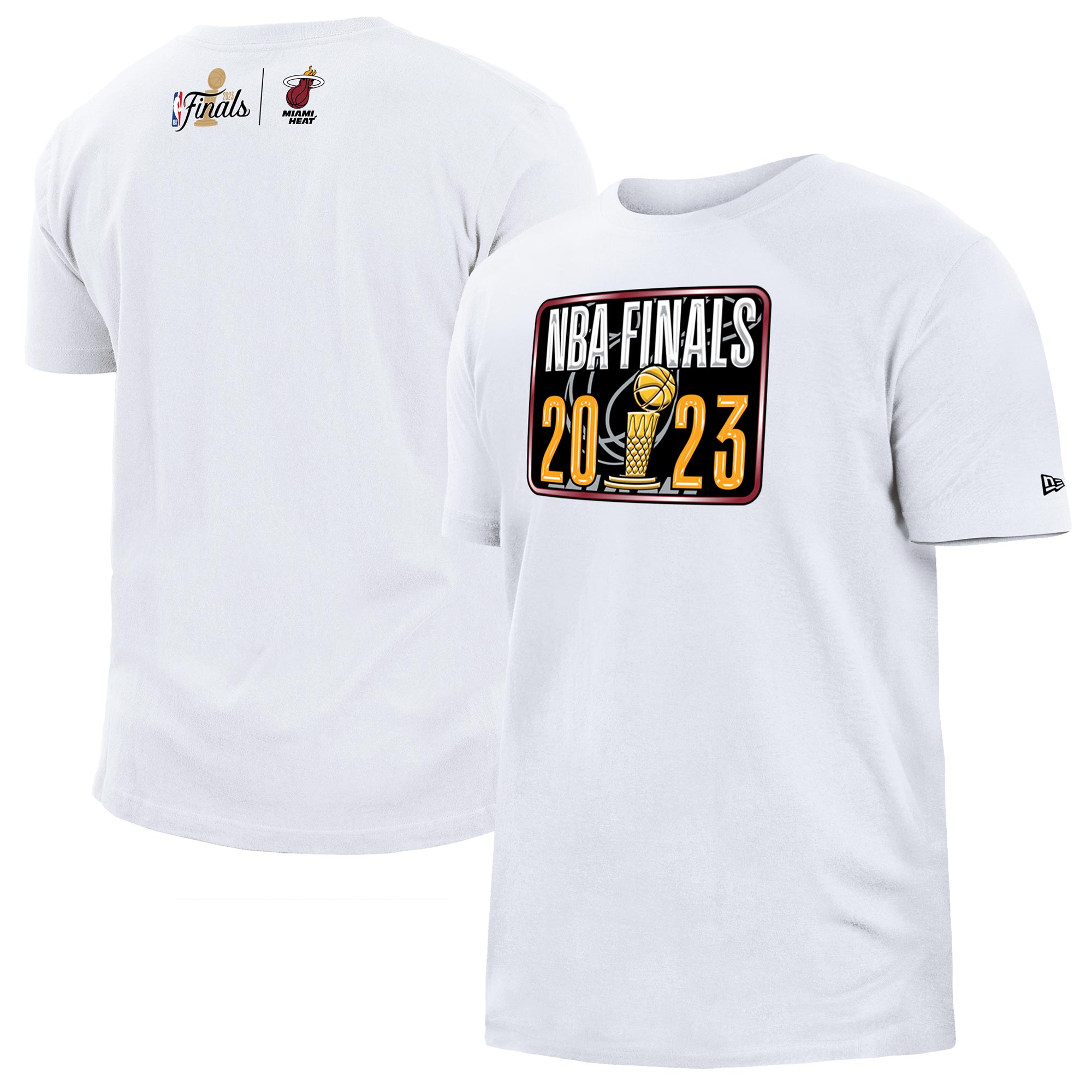 Men's New Era White Miami Heat 2023 NBA Finals Hook T-Shirt