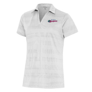 Women's Antigua White Gwinnett Stripers Compass Polo