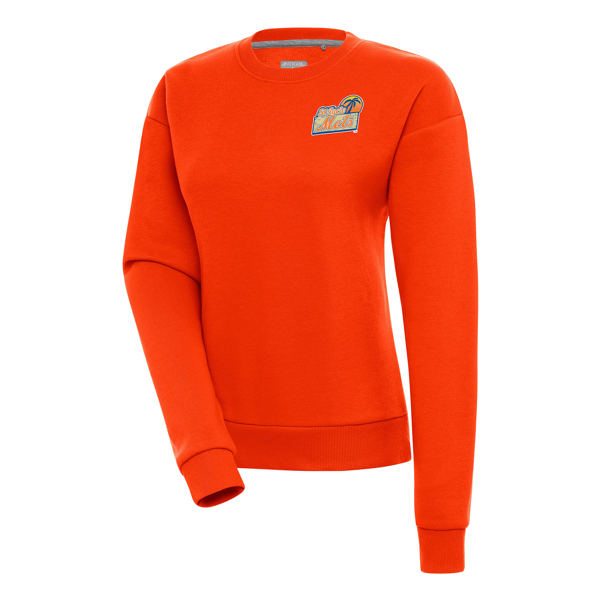 Women's Antigua Orange St. Lucie Mets Victory Pullover Sweatshirt