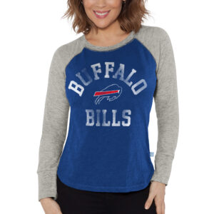 Women's G-III 4Her by Carl Banks Royal/Heather Gray Buffalo Bills Waffle Knit Raglan Long Sleeve T-Shirt