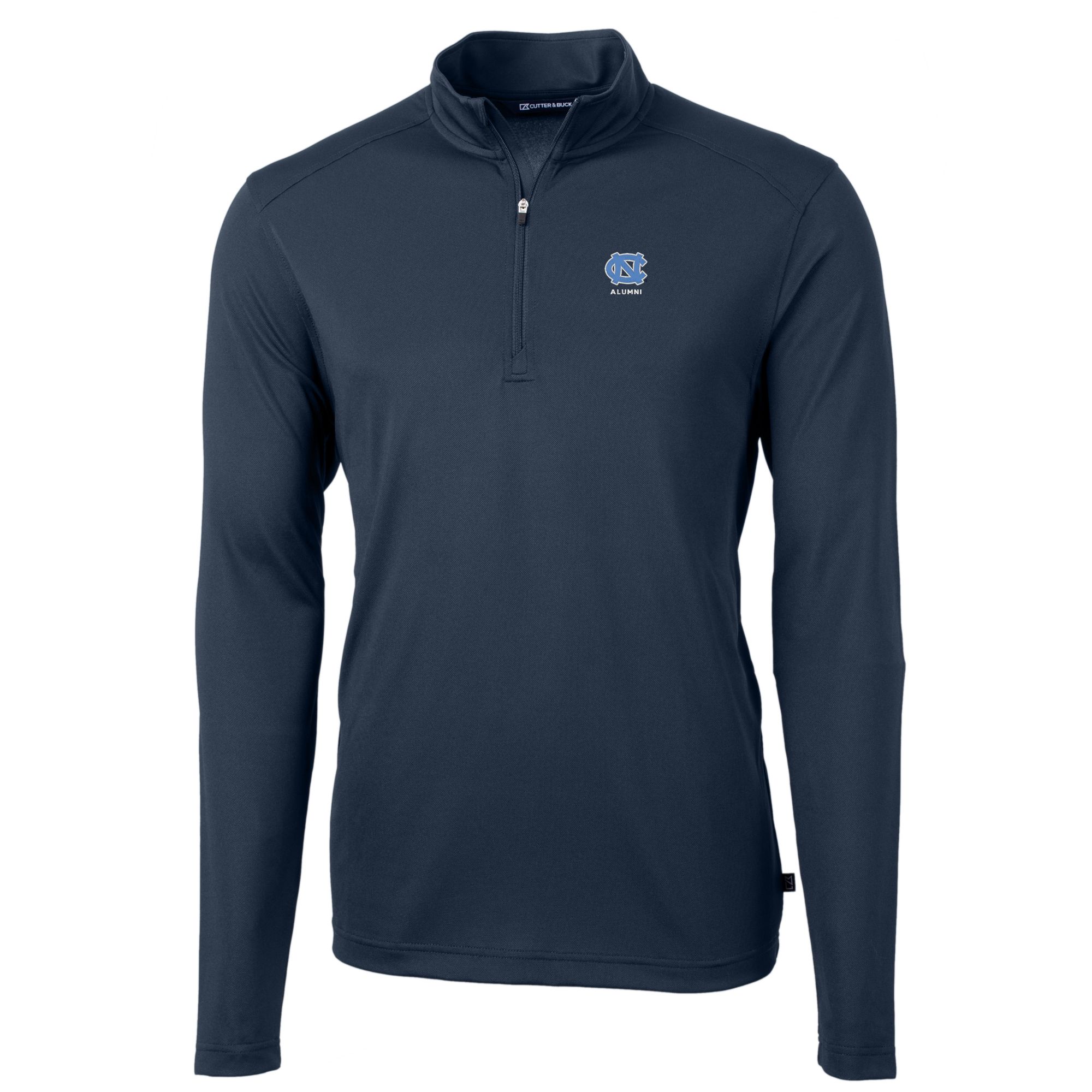 Men's Cutter & Buck Navy North Carolina Tar Heels Alumni Logo Virtue Eco Pique Recycled Quarter-Zip Pullover Top - Image 6