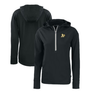 Women's Cutter & Buck Black Athletics Daybreak Eco Recycled Half-Zip Hoodie