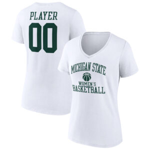 Women's  White Michigan State Spartans Women's Basketball Pick-A-Player NIL Gameday Tradition V-Neck T-Shirt