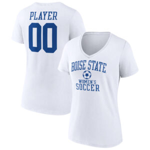 Women's  White Boise State Broncos Women's Soccer Pick-A-Player NIL Gameday Tradition V-Neck T-Shirt