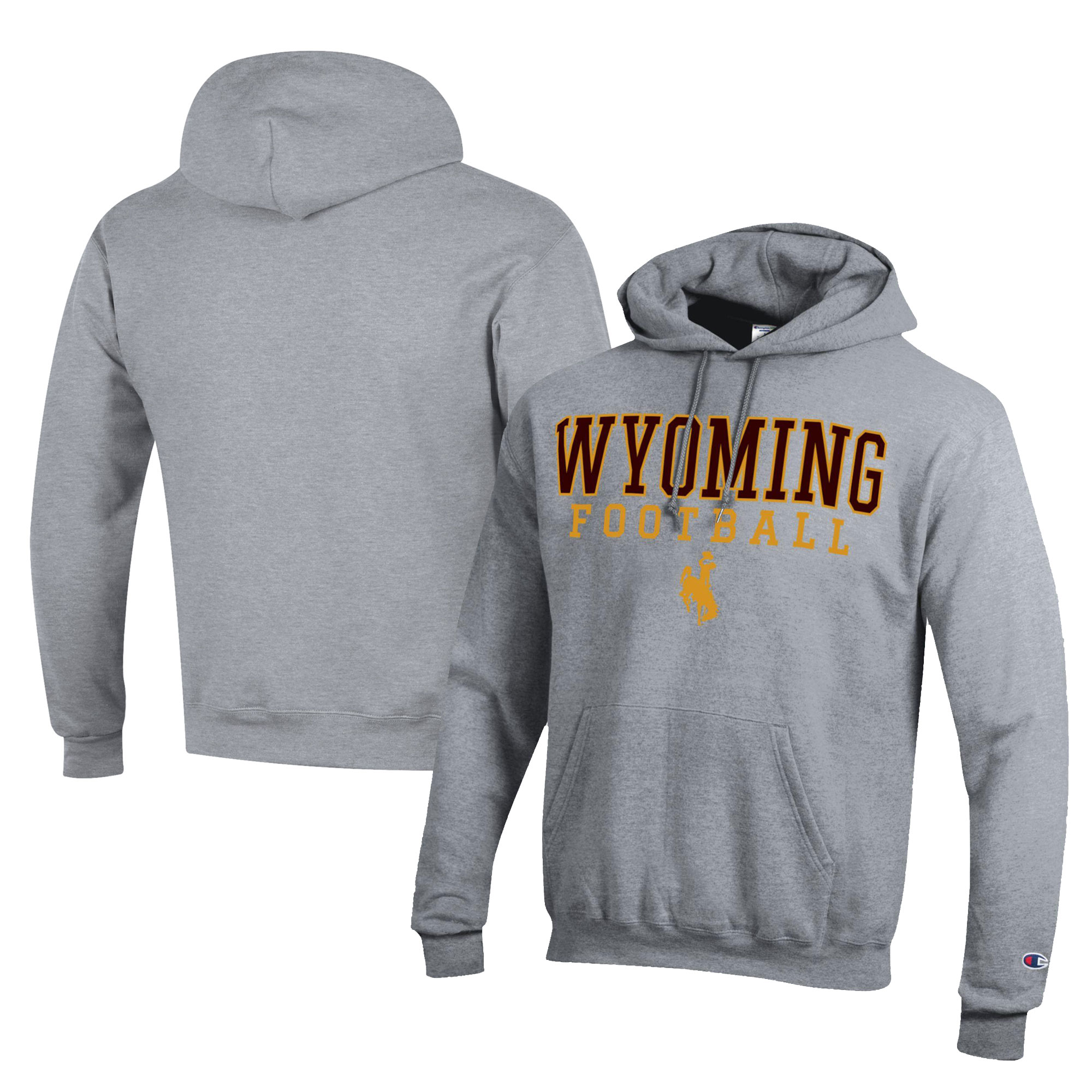Men's Champion Gray Wyoming Cowboys Football Eco Powerblend Pullover Hoodie