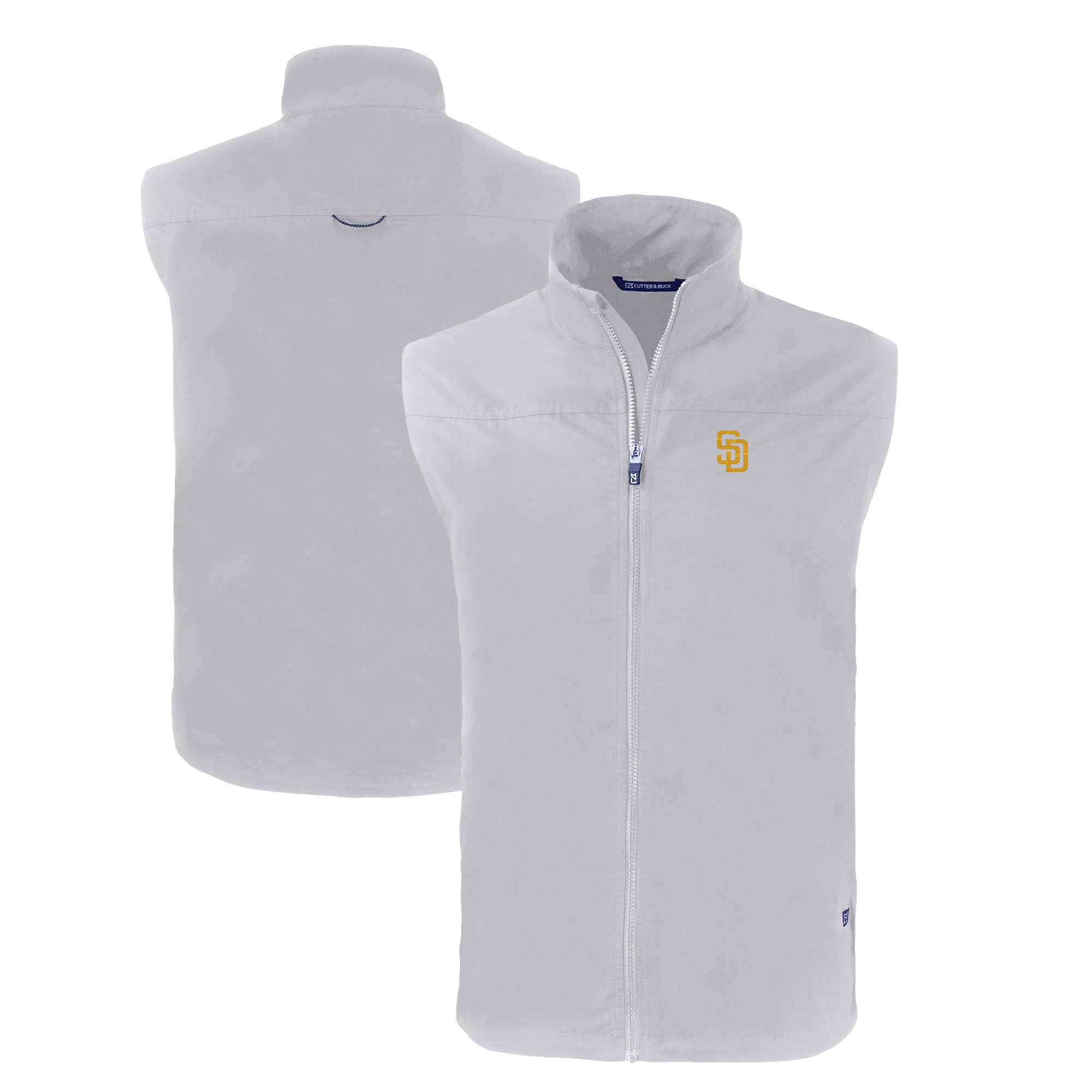 Men's Cutter & Buck Gray San Diego Padres Charter Eco Recycled Full-Zip Vest - Image 2