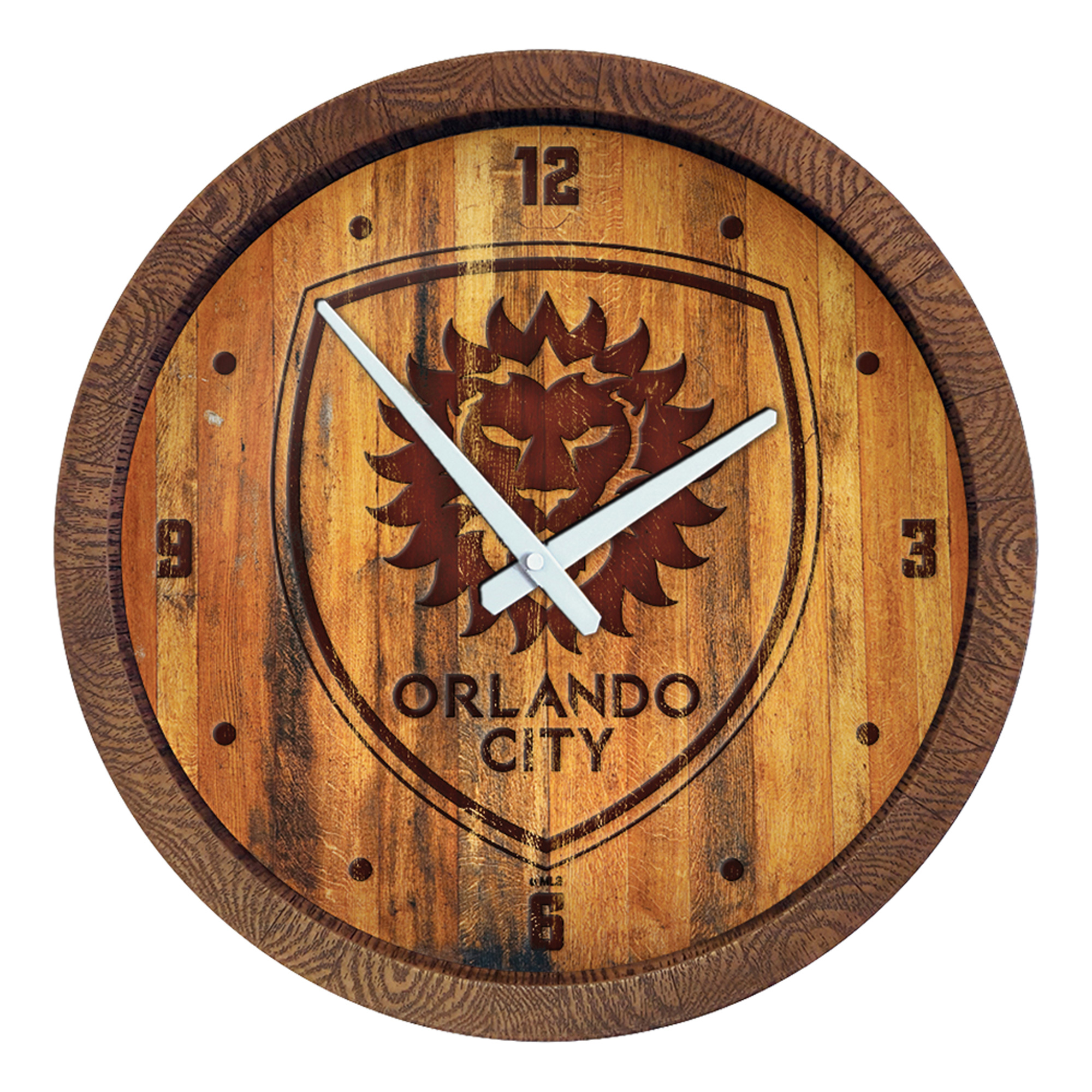 Orlando City SC 20.25" Faux Debossed Barrel Top Clock