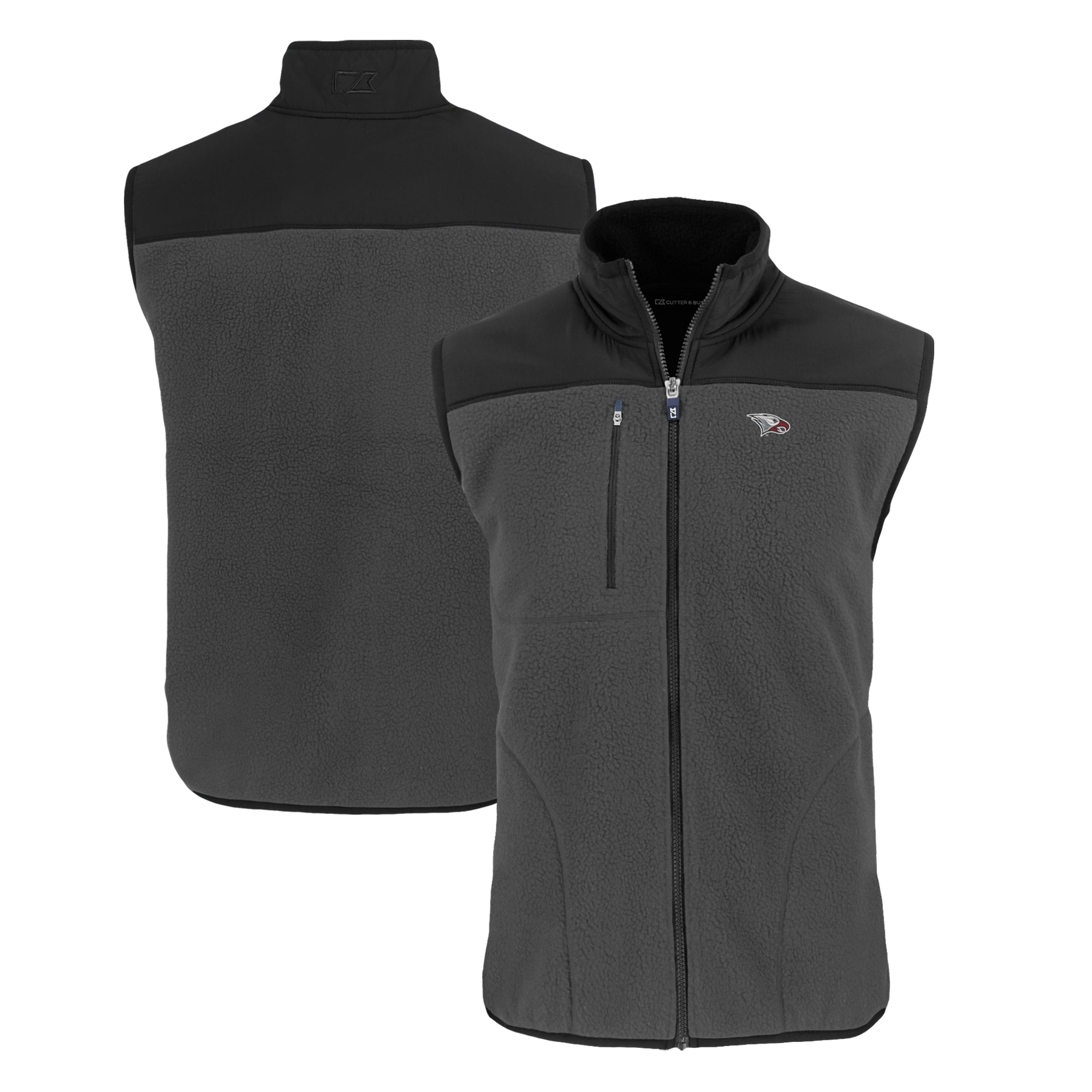 Men's Cutter & Buck Gray North Carolina Central Eagles Cascade Eco Sherpa Fleece Full-Zip Vest - Image 2