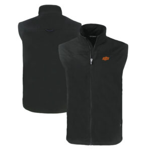 Men's Cutter & Buck  Black Oklahoma State Cowboys Charter Eco Recycled Full-Zip Vest
