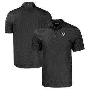 Men's Cutter & Buck Black Vanderbilt Commodores Pike Eco Tonal Geo Print Stretch Recycled Polo
