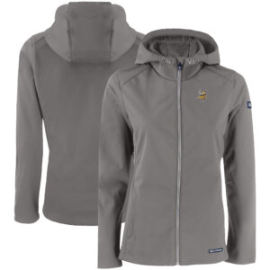 Women's Cutter & Buck Gray Minnesota Vikings Evoke Eco Softshell Recycled Full-Zip Hooded Jacket