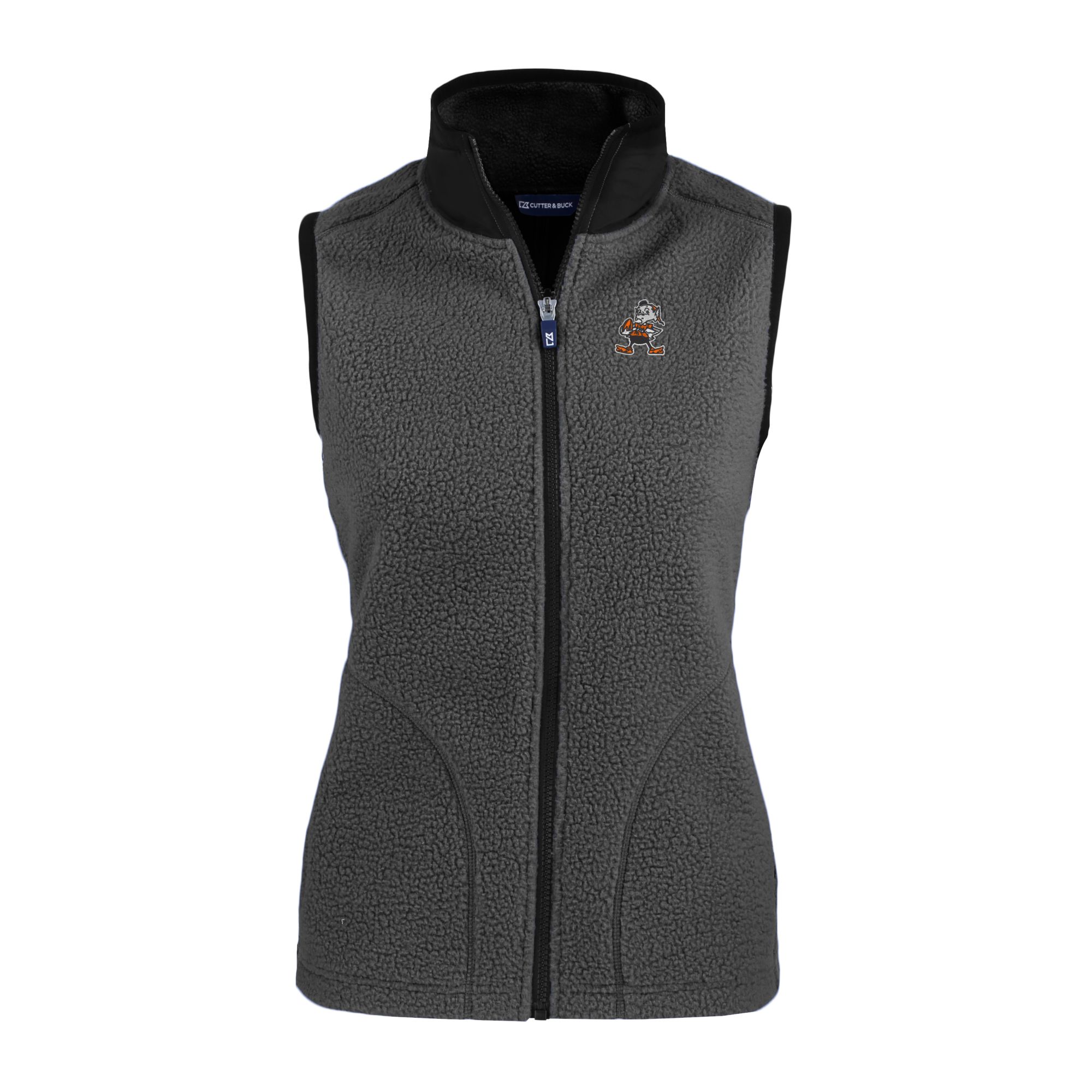 Women's Cutter & Buck Gray Cleveland Browns Throwback Cascade Eco Sherpa Fleece Vest - Image 3