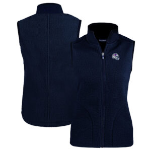 Women's Cutter & Buck Navy Buffalo Bills Helmet Logo Cascade Eco Sherpa Fleece Full-Zip Vest