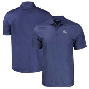 Men's Cutter & Buck  Navy Buffalo Bills Helmet Big & Tall Pike Eco Tonal Geo Print Stretch Recycled Polo