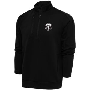 Men's Antigua  Black Portland Timbers Brushed Metallic Generation Quarter-Zip Top