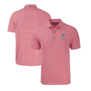 Men's Cutter & Buck  Heather Red Los Angeles Angels Stars & Stripes Big & Tall Forge Eco Heather Stripe Stretch Recycled Polo